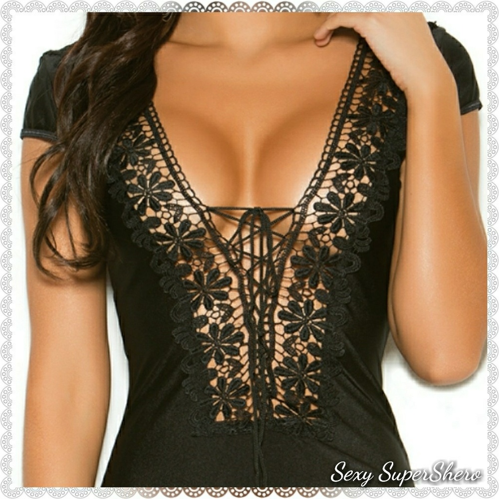 🆕Boho Short Sleeve Mini Dress Sexy Lace Up Front - Picture 5 of 7