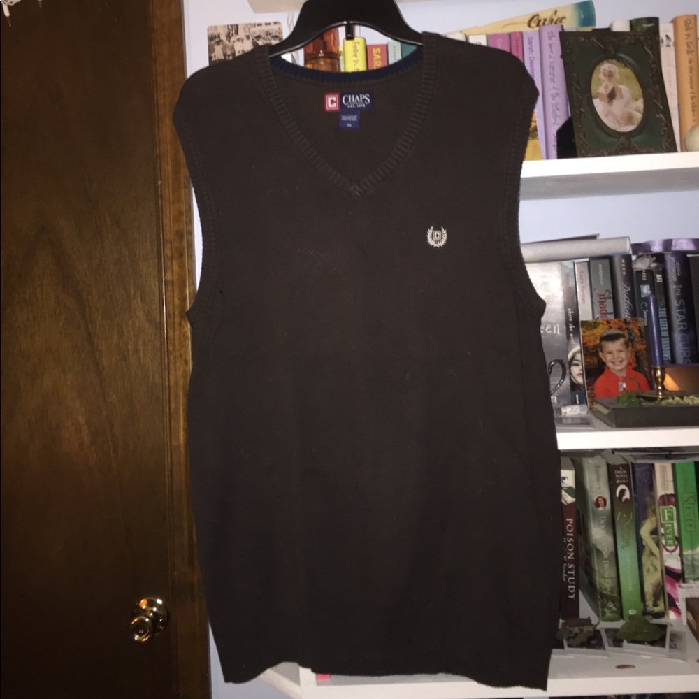 Brown sweater vest.