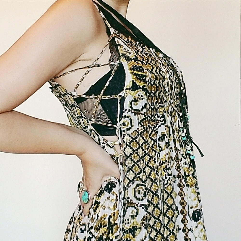 Free People Distressed Side Lace Maxi - one size