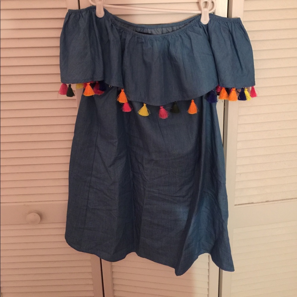 DENIM TASSEL DRESS
