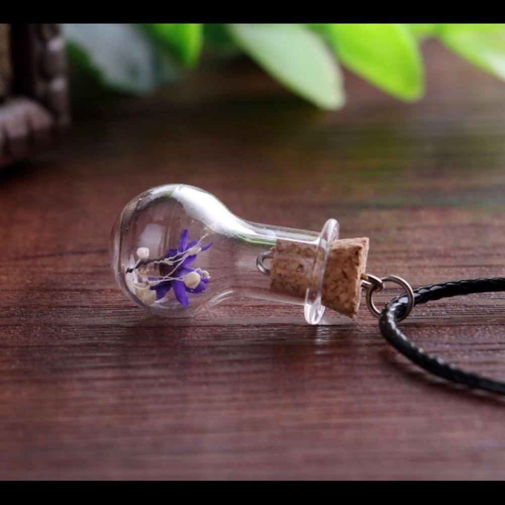 Purple Dried flower Bottle Pendant
