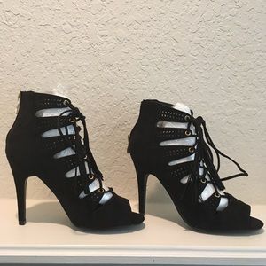 Black lace up heels