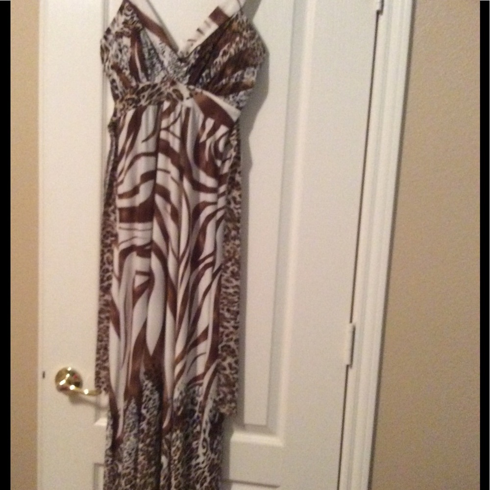 Animal print maxi dress.