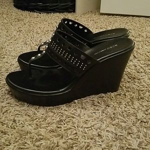 BCBG Black Wedges