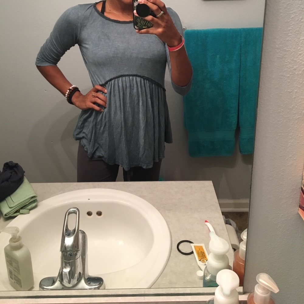 Teal Peplum Flowy Top