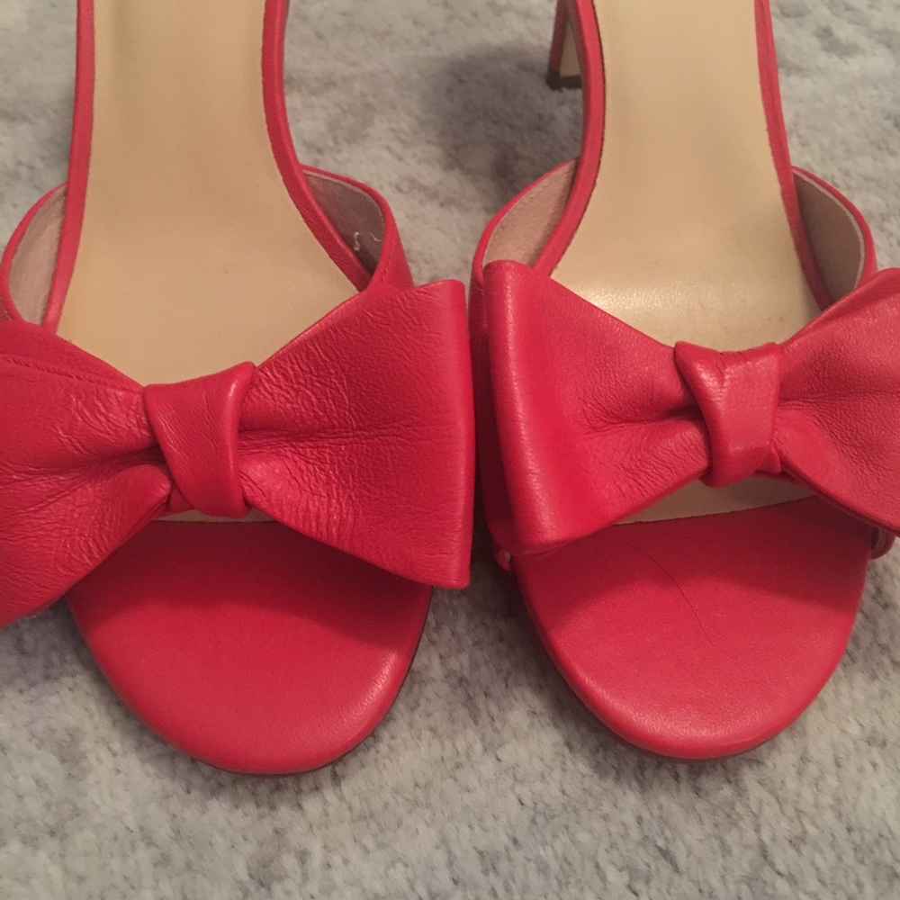 Adorable red kate spade kitten heal mules