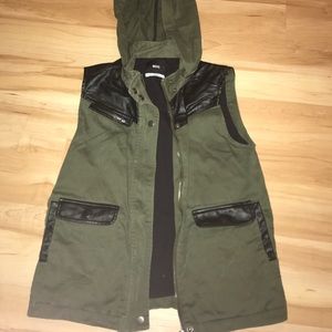 Green&black(leather) utility vest urban outfitters