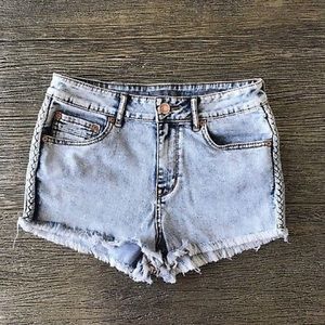 Kendall & Kylie pacsun acid wash braid shorts