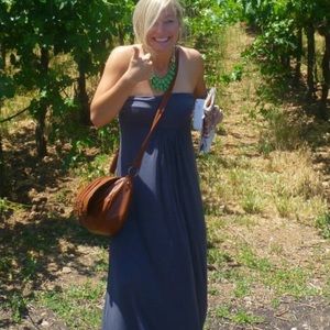 Gray Strapless Maxi Dress