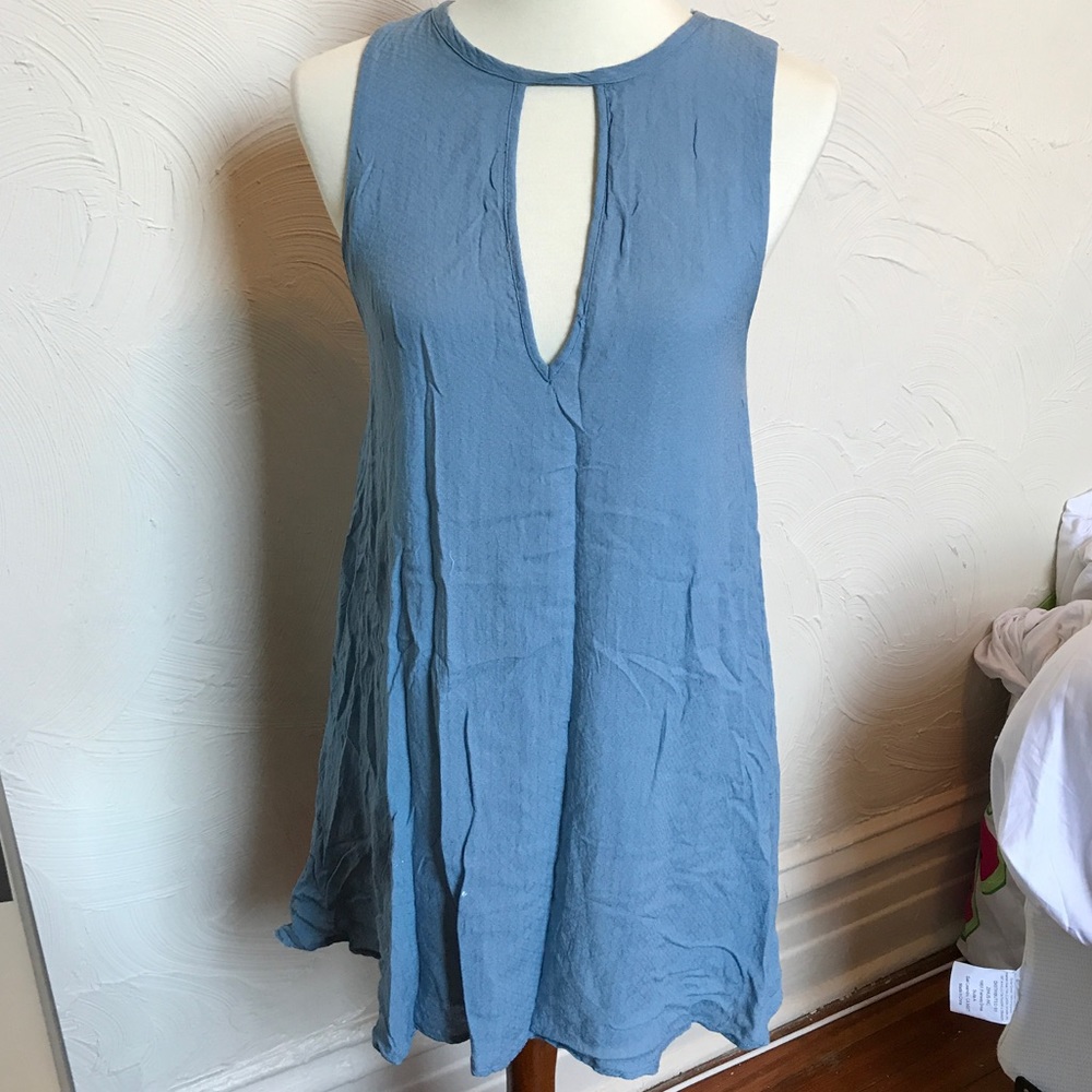 Deep "V" Blue Dress