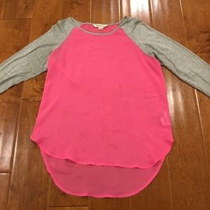Pink and gray long sleeve shirt