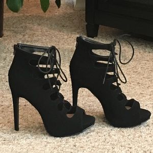 Black lace up heels