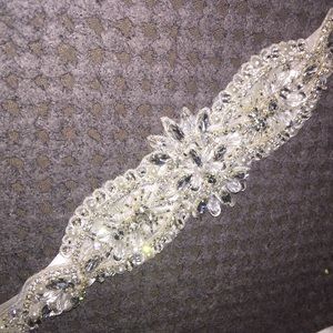 Crystal Beaded Bridal Sash Ivory