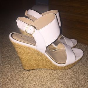 Jessica Simpson White Wedges