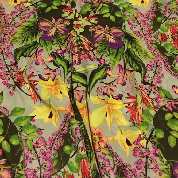 ASTR tropical floral wide leg pants, pockets, zip - Picture 3 of 8