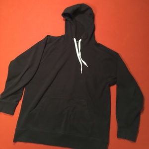 Black plain hoodie white string. Medium