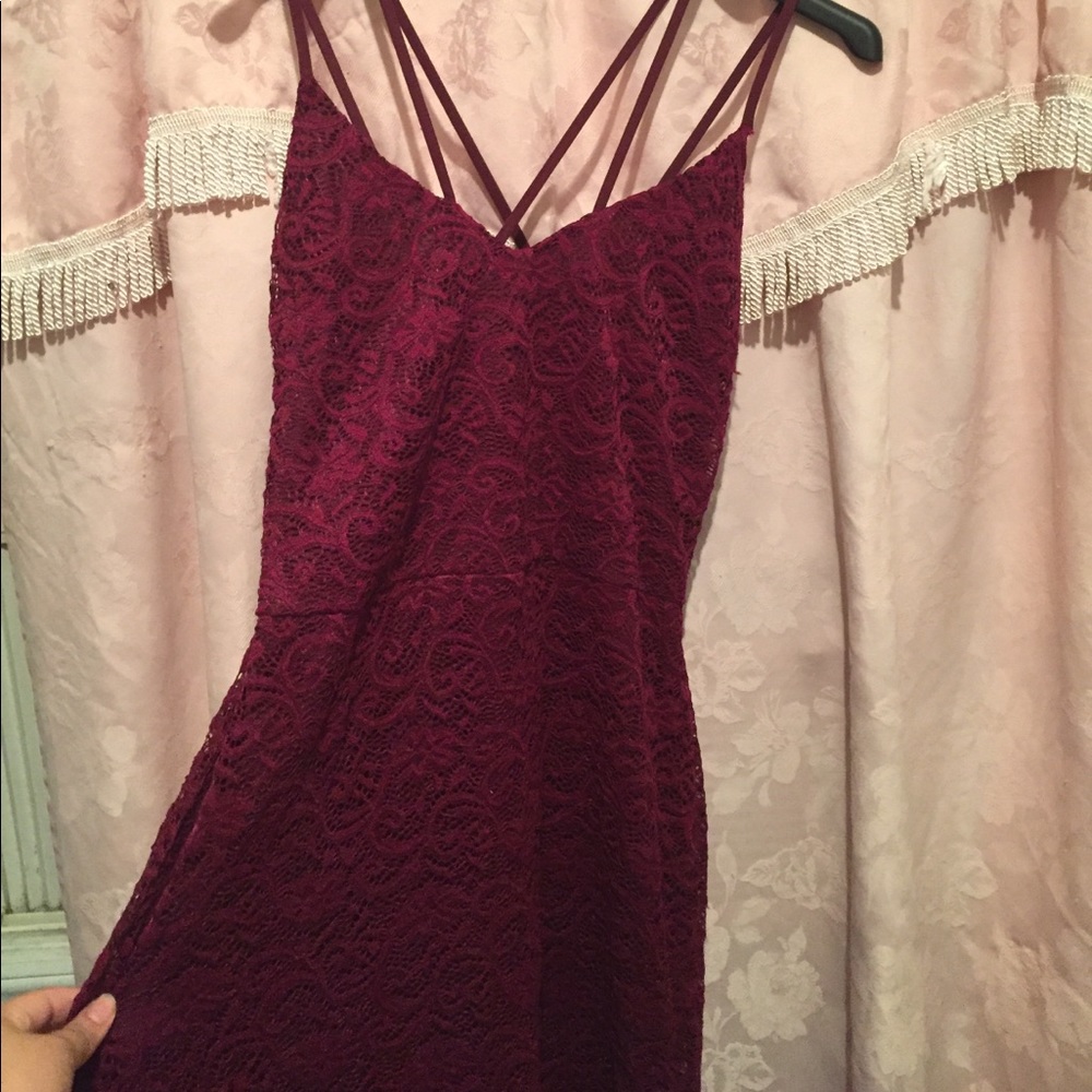 Burgundy Criss Cross Back Dress