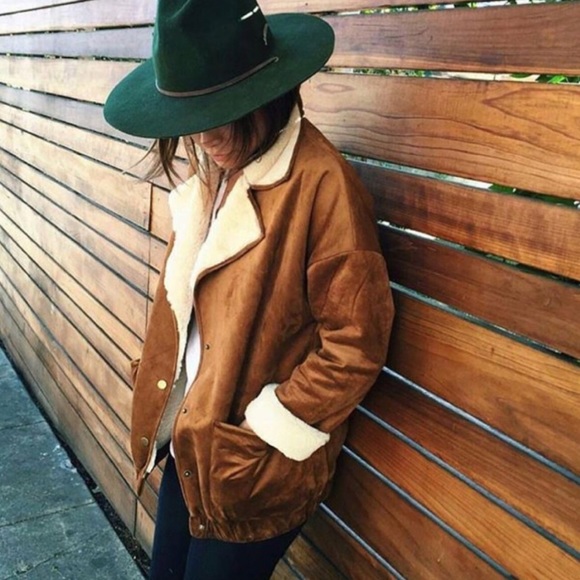 ๐LAST 1๐Camel & Cream Suede Shearling Fur Jacket - Picture 2 of 5