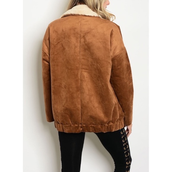 ๐LAST 1๐Camel & Cream Suede Shearling Fur Jacket - Picture 4 of 5