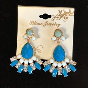 Blue and white stone earrings