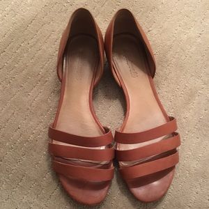 Madewell Leila Brown Leather Flat  Sandals Sz 9