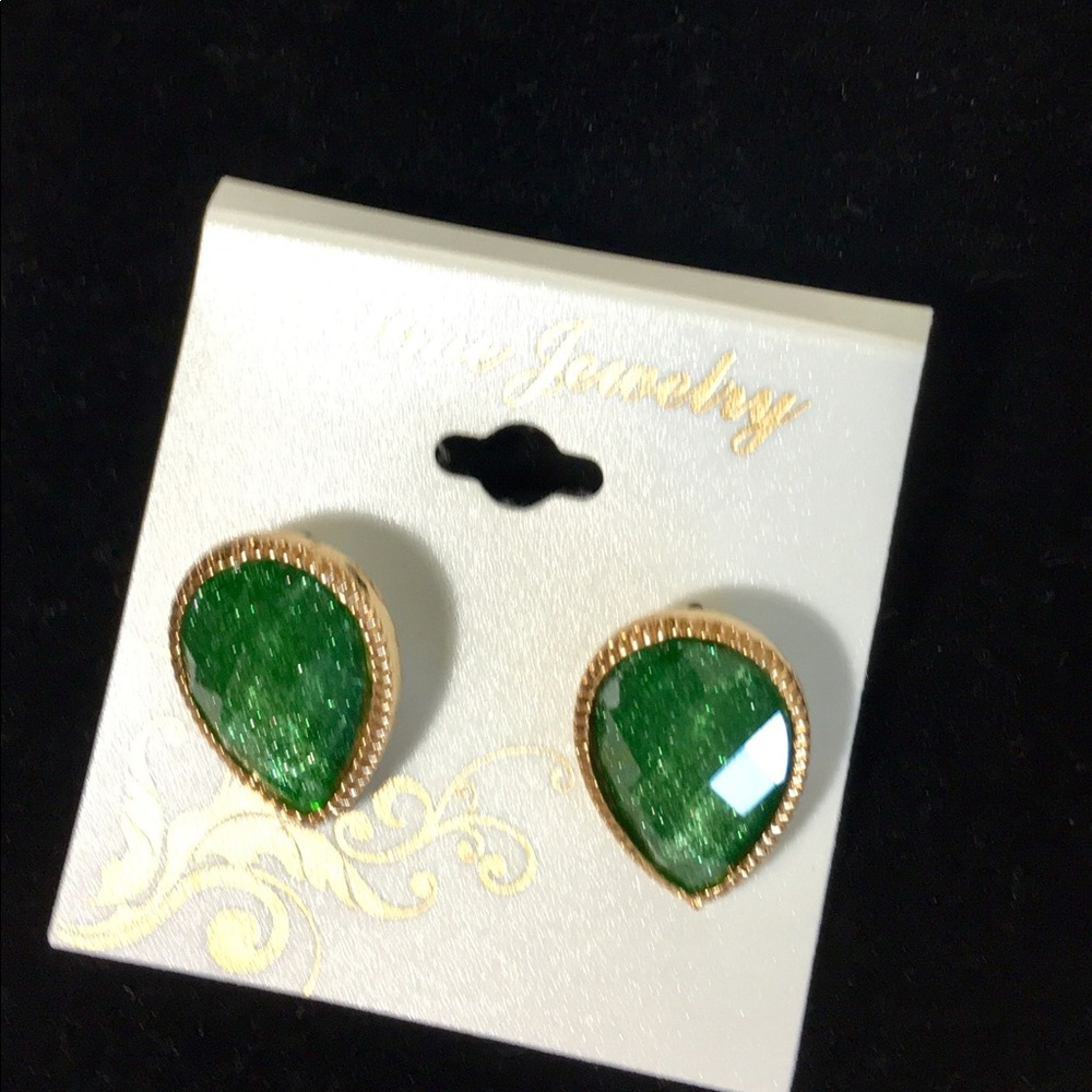 Green stud earrings