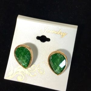 Green stud earrings