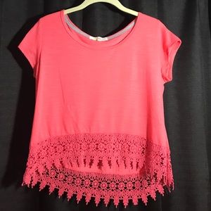 Pink high low crop top