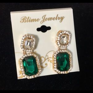 Green emerald accent earrings
