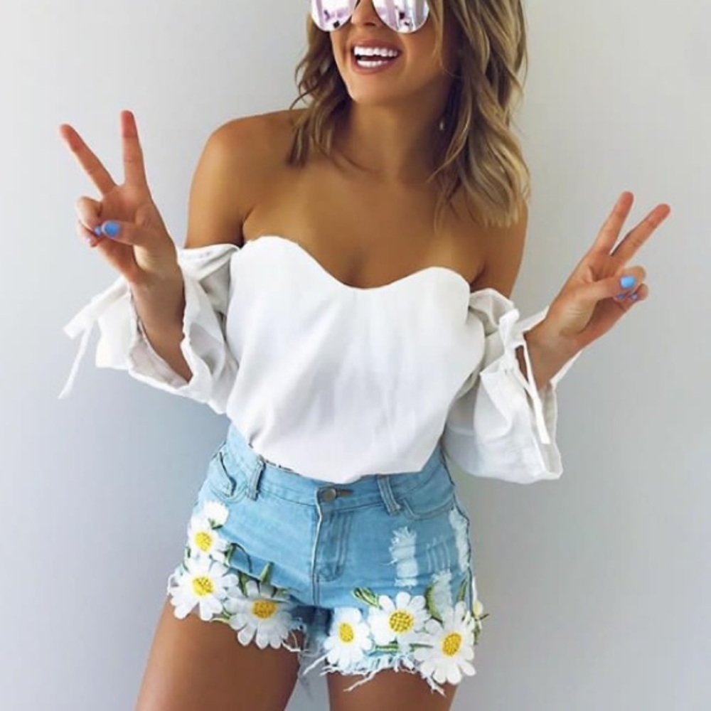 Daisy High Waisted Denim Shorts