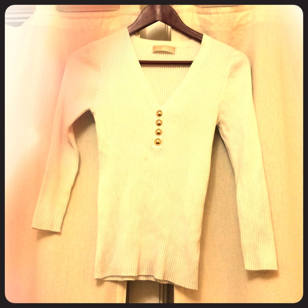 Creamy White Michael Kors Henley Top