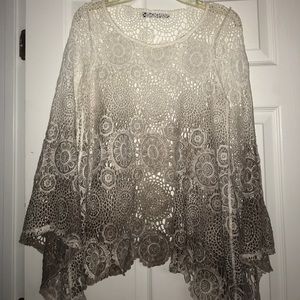 Cute white to brown ombré fade boutique shirt.