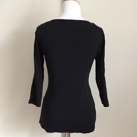 [2X HP!] 🌊 Zara Black Scoop Neck 3/4 Sleeve Top - Picture 3 of 3