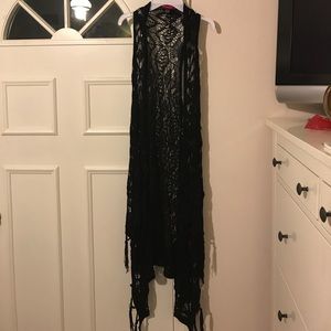 Black crochet vest