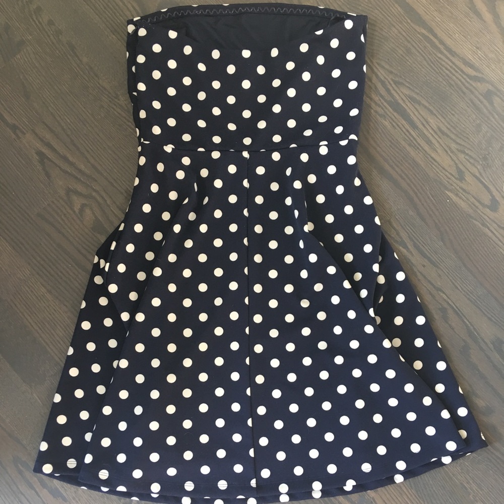Polka dotted strapless sun dress