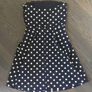 Polka dotted strapless sun dress