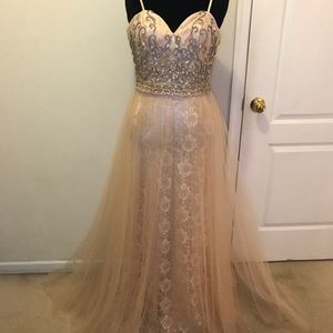 Strapless nude pink prom/formal dress
