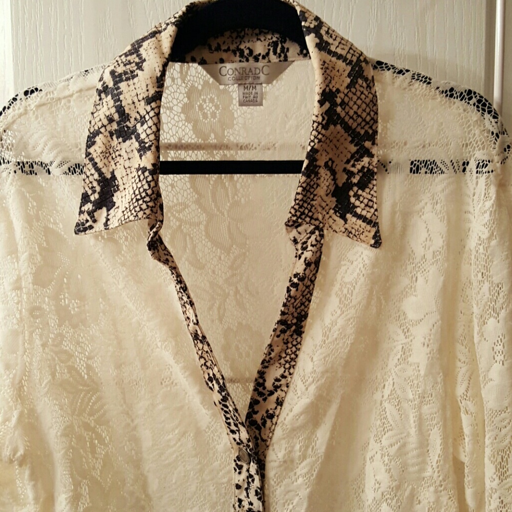 Conrad C stretch lace top
