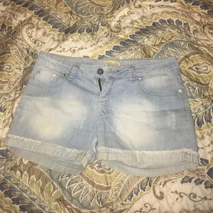light washed denim shorts