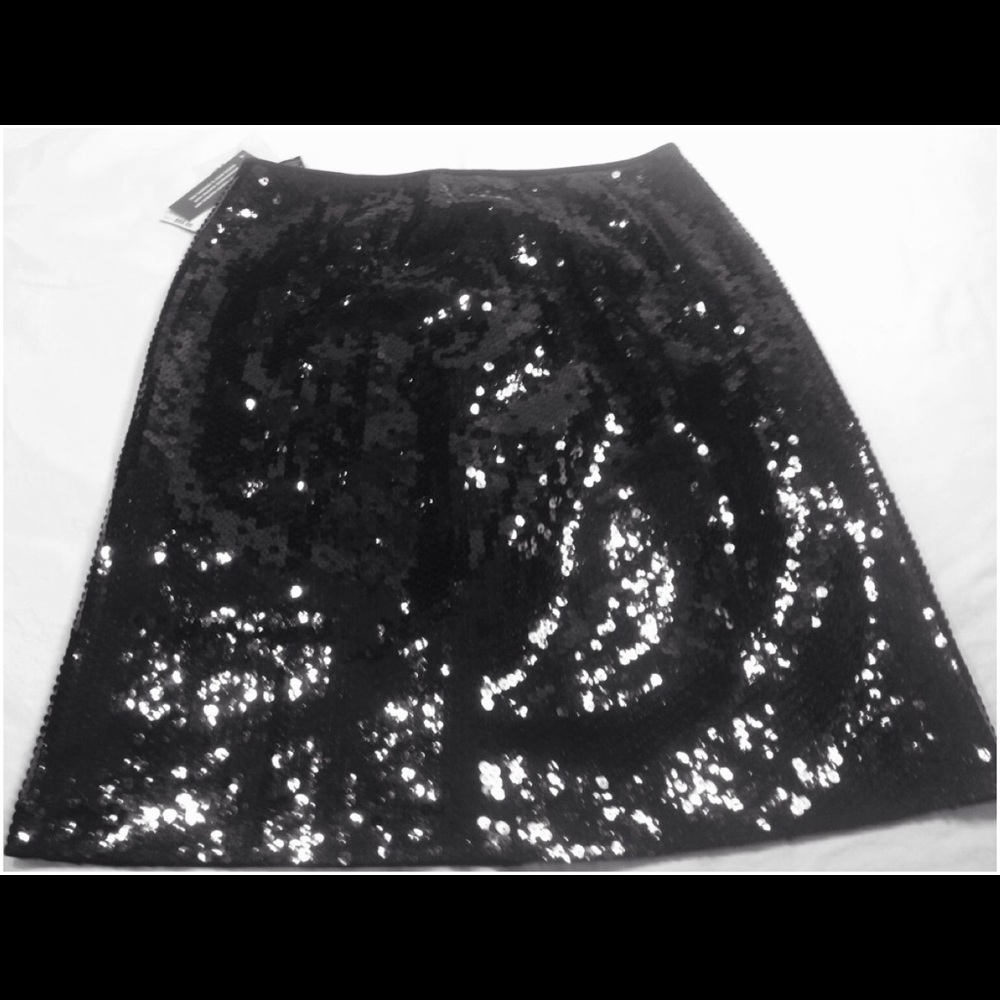 NWT Size 12P INC Black Sequin Skirt - Picture 1 of 6