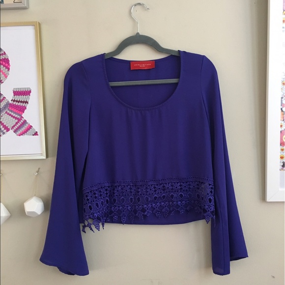AKIRA Tops - Royal blue Akira crop top with lace detail