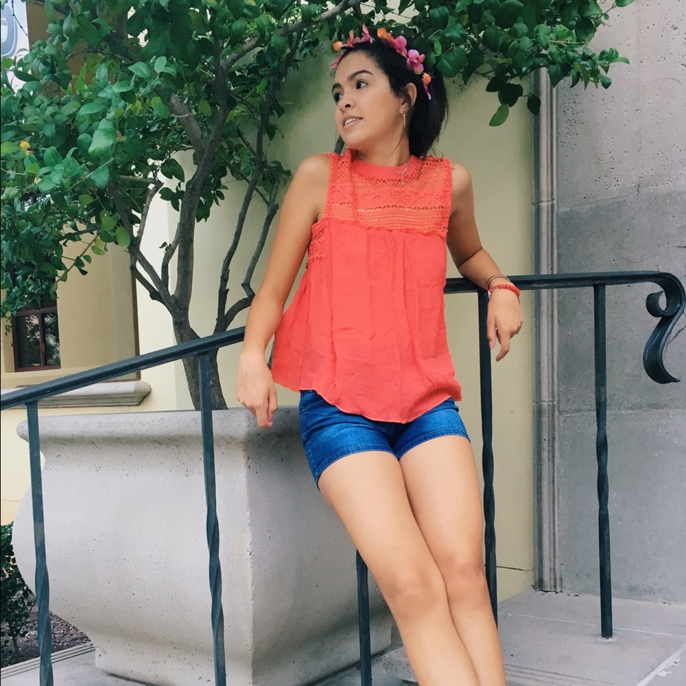 Red Flowy Top