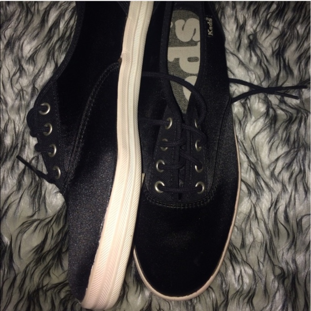 Black satin Keds 5.5