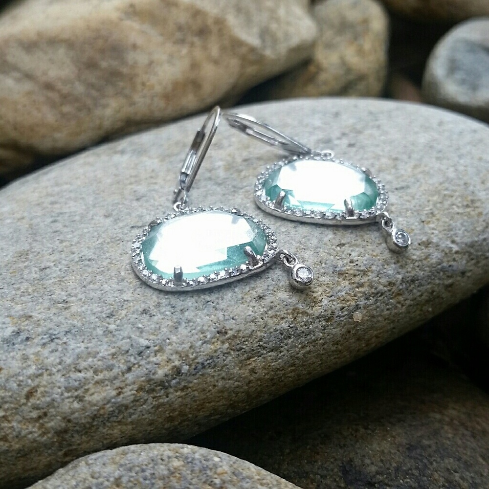 Modern Icy Green Dangle Earrings