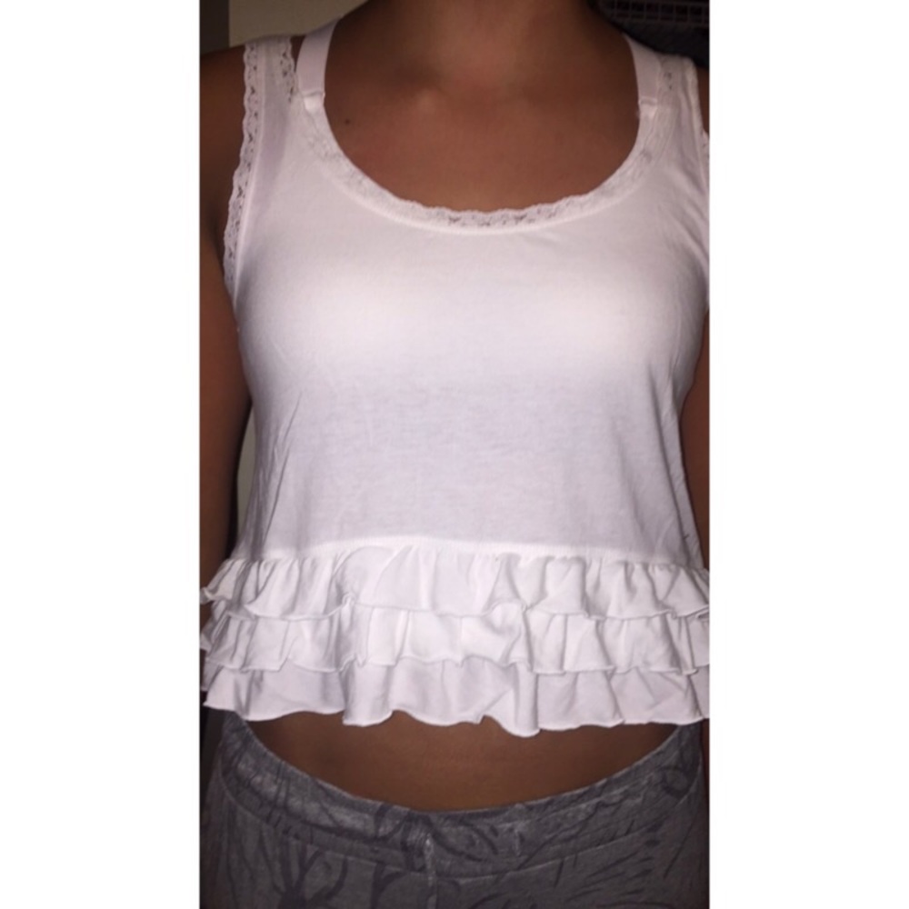Hollister white crop top size small