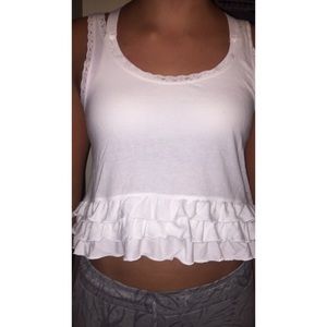 Hollister white crop top size small