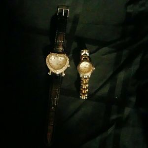 2 watches heart shaped and stainless steel