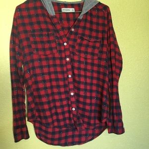 Abercrombie and fitch plaid hoodie shirt