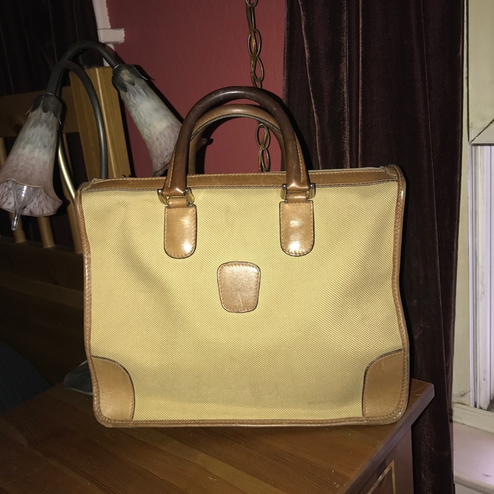 Vintage Gucci canvas and leather handbag