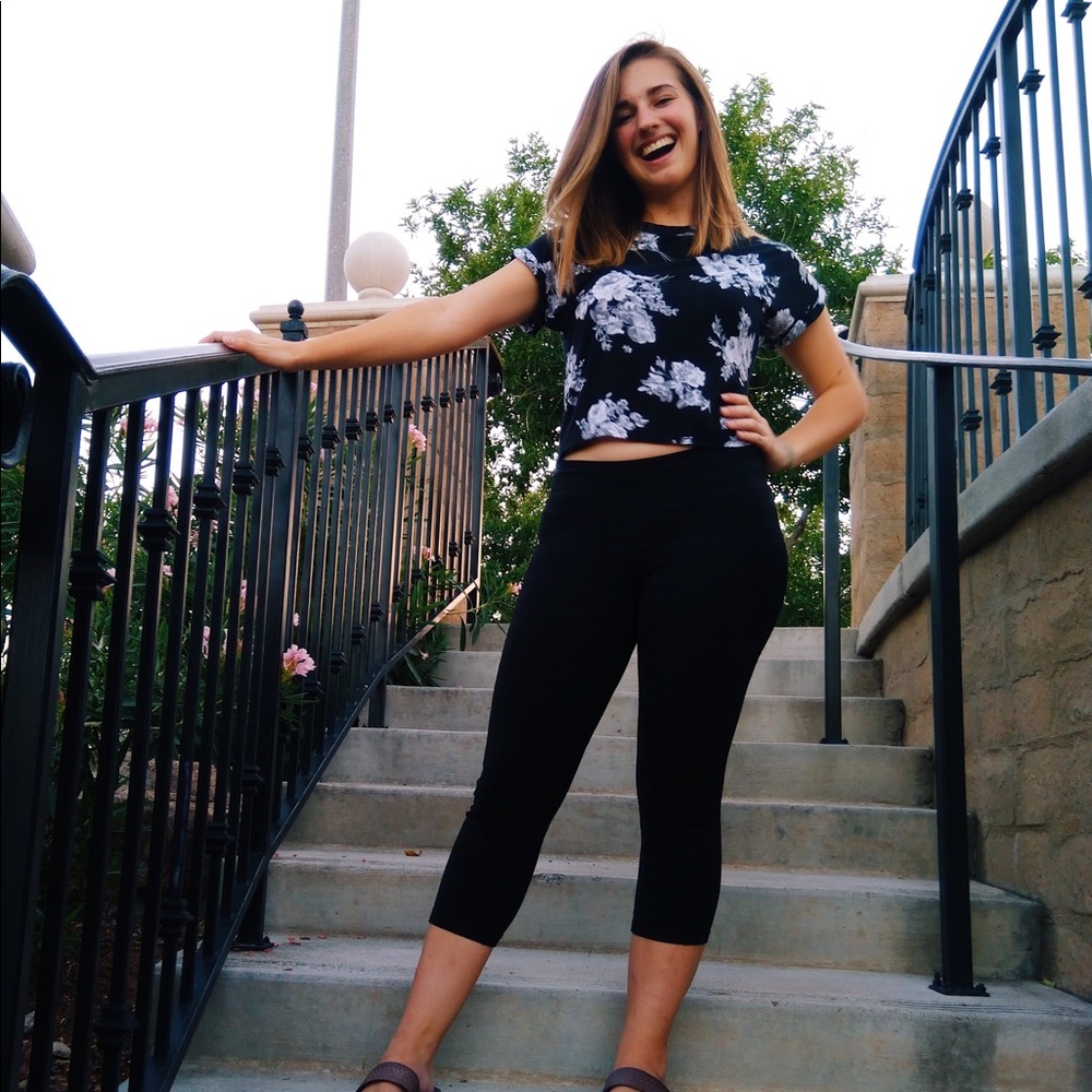 Black & White Floral Crop Top